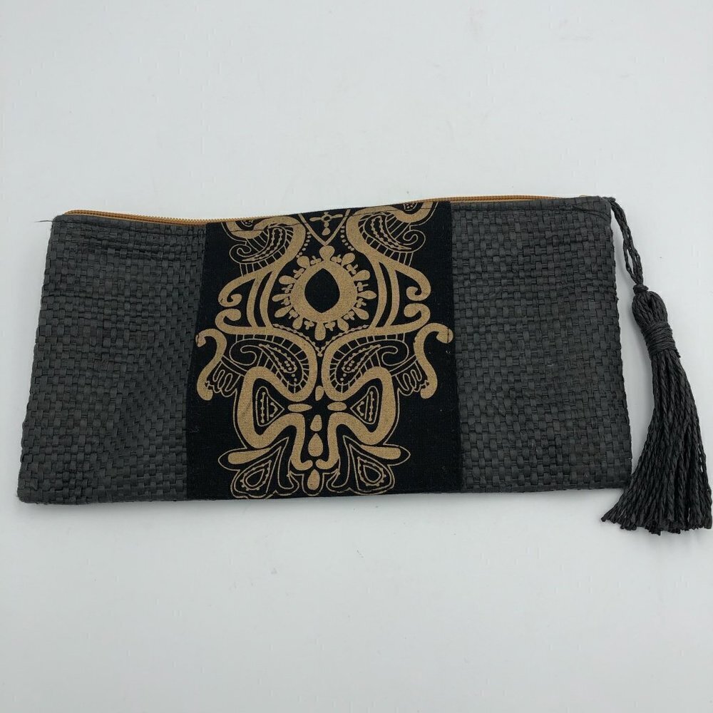 Laura Geller Black & Gold Woven Travel Make Up Clutch